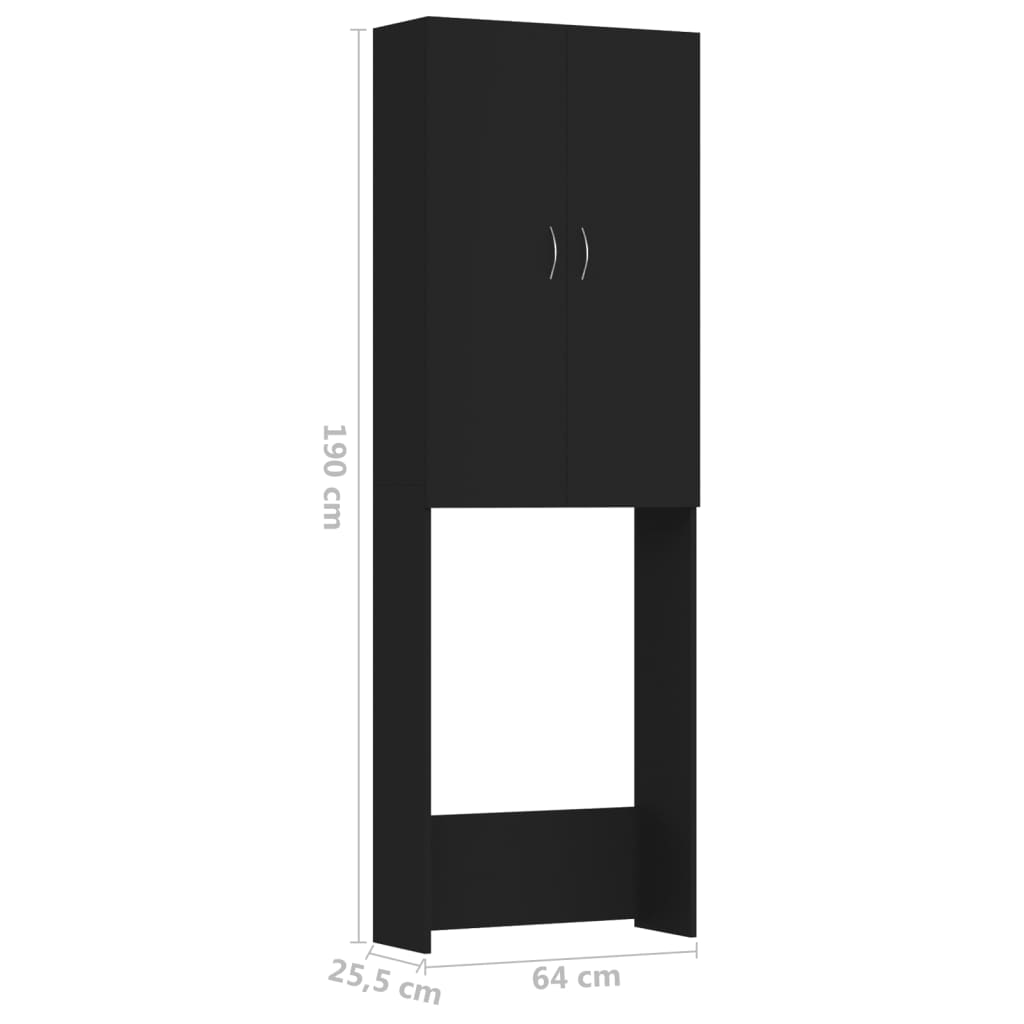 Wasmachinekast 64X25,5X190 Cm Zwart