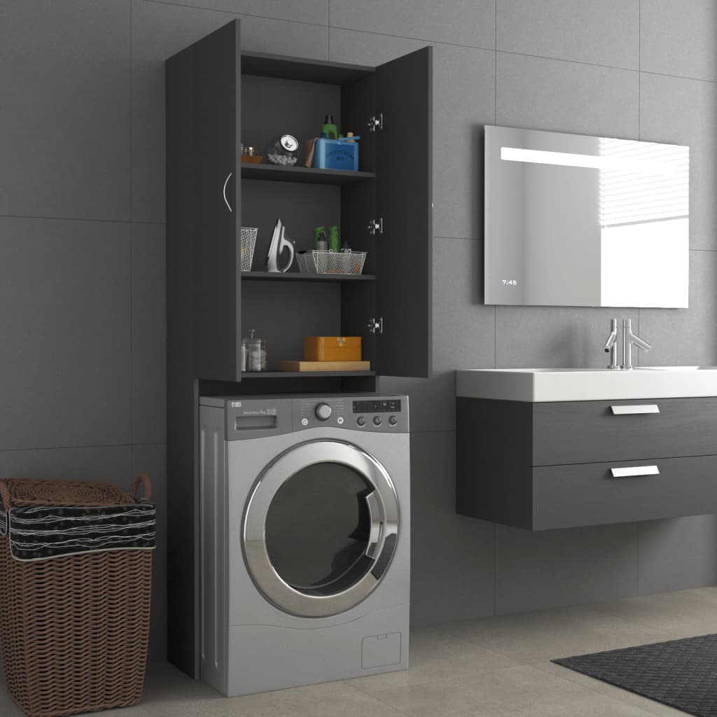 Wasmachinekast 64X25,5X190 Cm Grijs