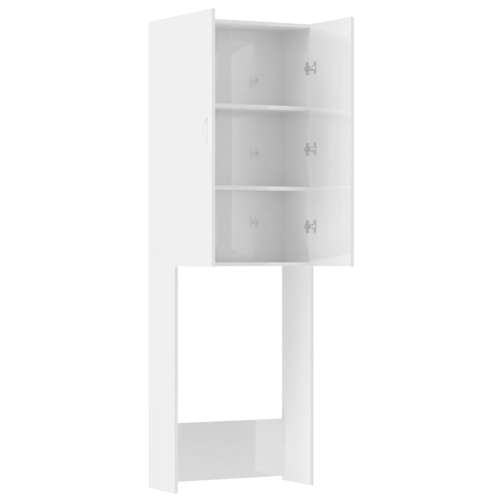 Wasmachinekast 64X25,5X190 Cm Hoogglans Wit