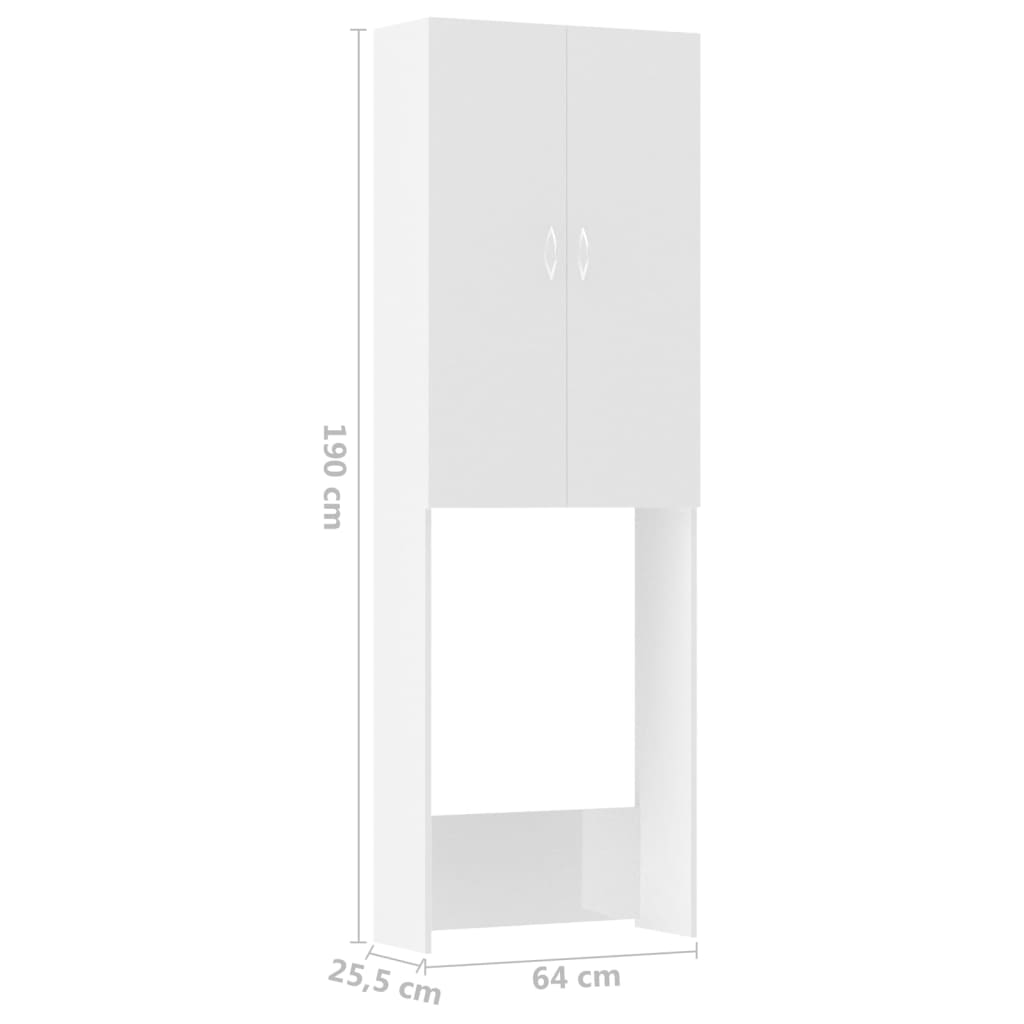 Wasmachinekast 64X25,5X190 Cm Hoogglans Wit