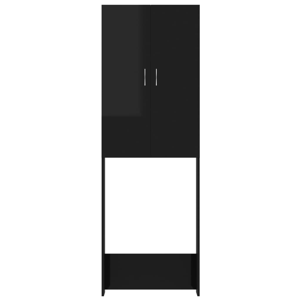 Wasmachinekast 64X25,5X190 Cm Hoogglans Zwart