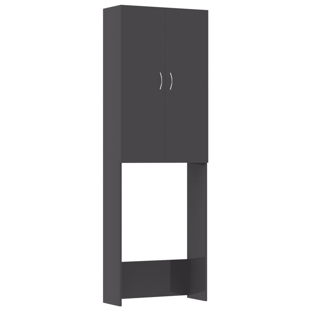 Wasmachinekast 64X25,5X190 Cm Hoogglans Grijs