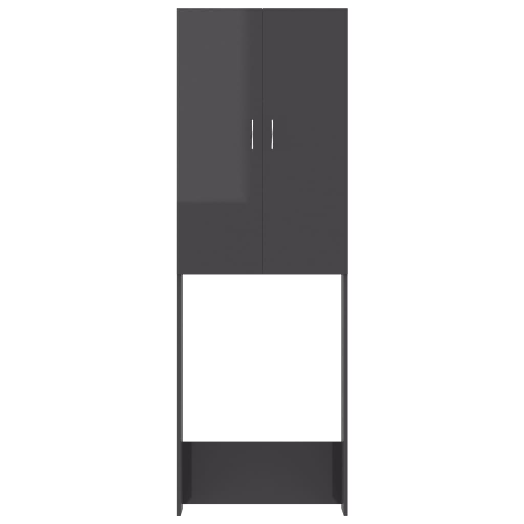 Wasmachinekast 64X25,5X190 Cm Hoogglans Grijs