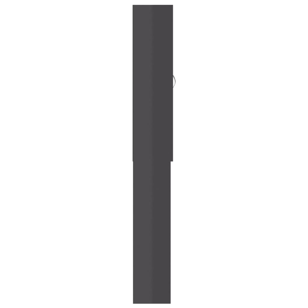 Wasmachinekast 64X25,5X190 Cm Hoogglans Grijs