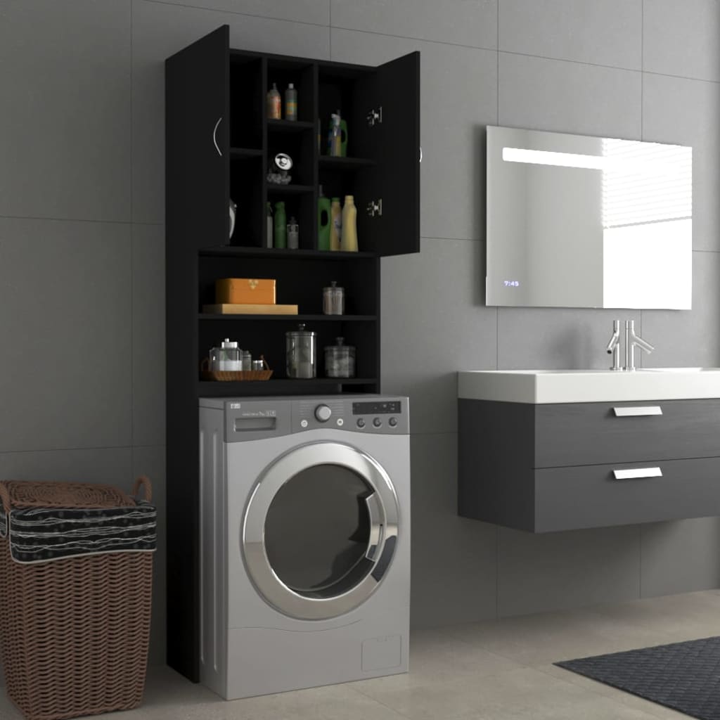 Wasmachinekast 64X25,5X190 Cm Zwart