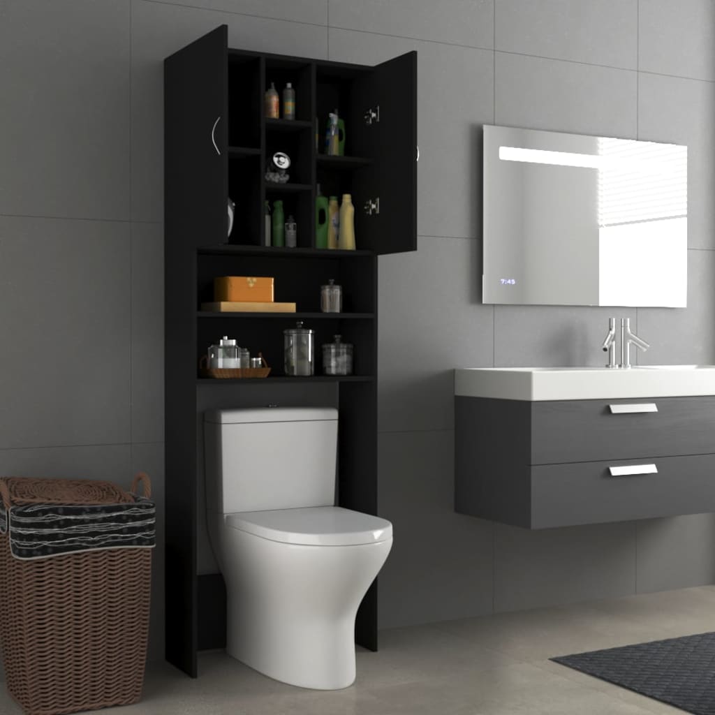 Wasmachinekast 64X25,5X190 Cm Zwart