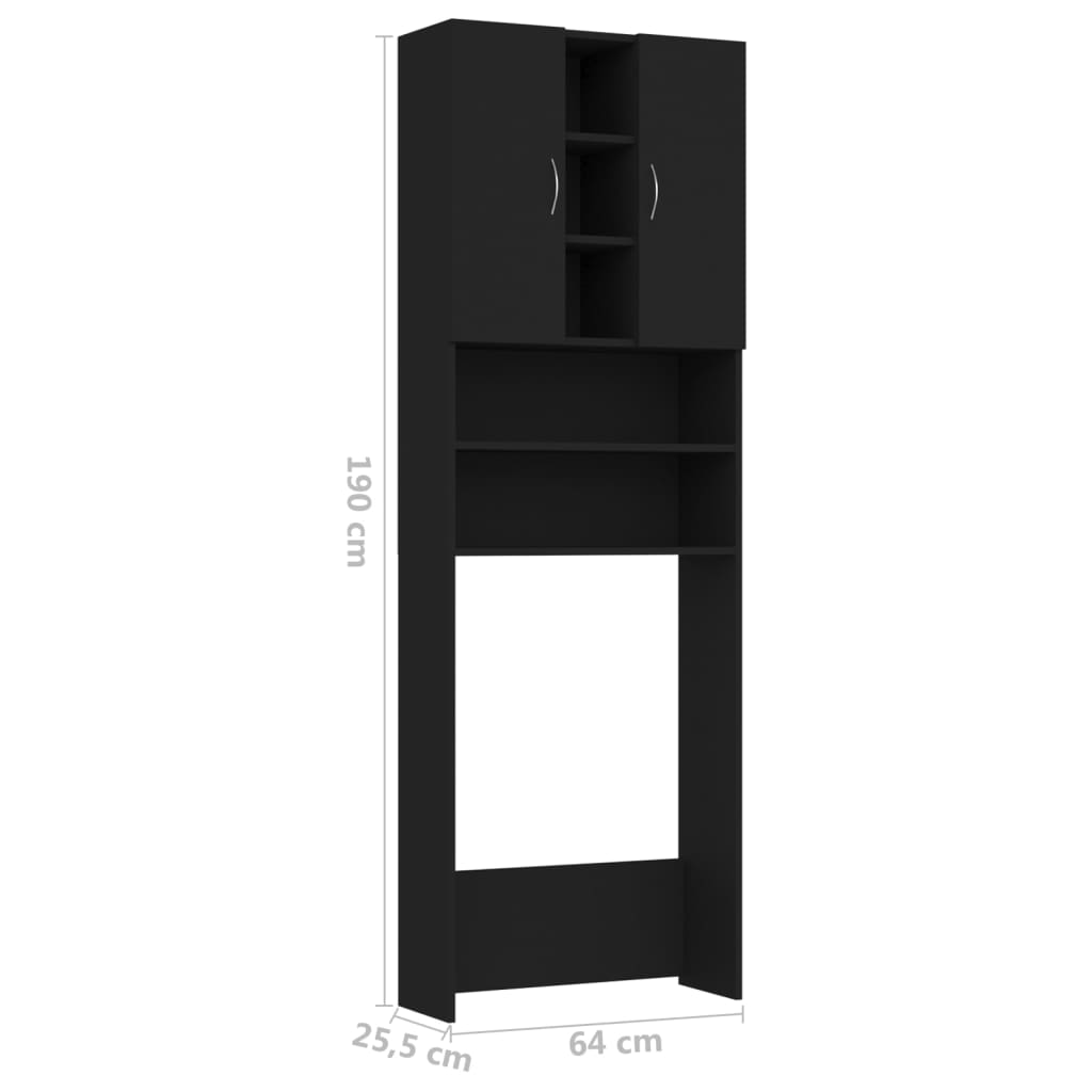 Wasmachinekast 64X25,5X190 Cm Zwart