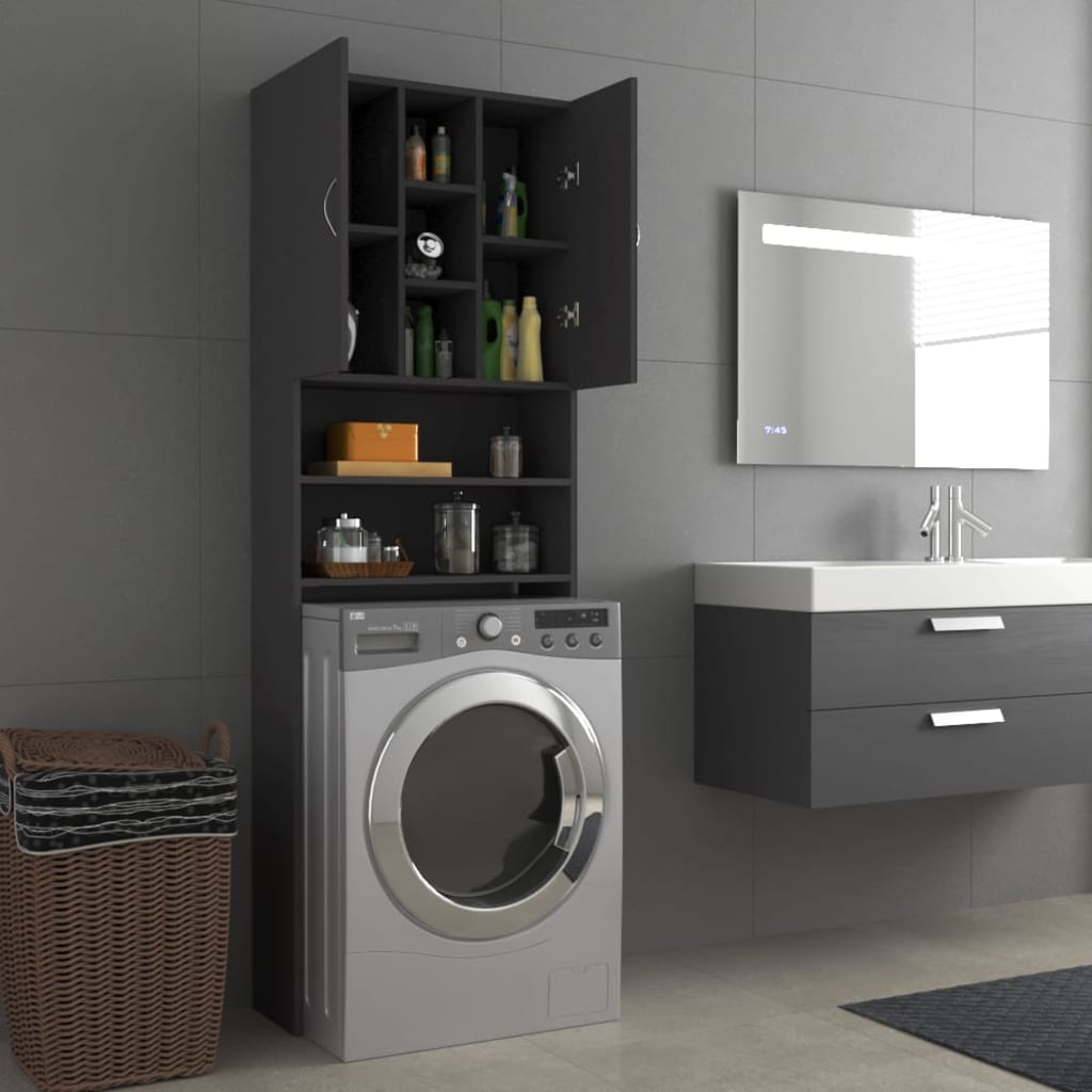 Wasmachinekast 64X25,5X190 Cm Grijs