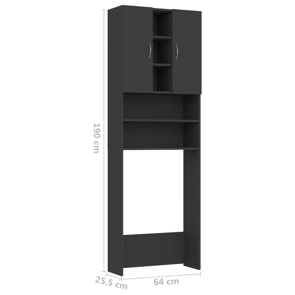 Wasmachinekast 64X25,5X190 Cm Grijs