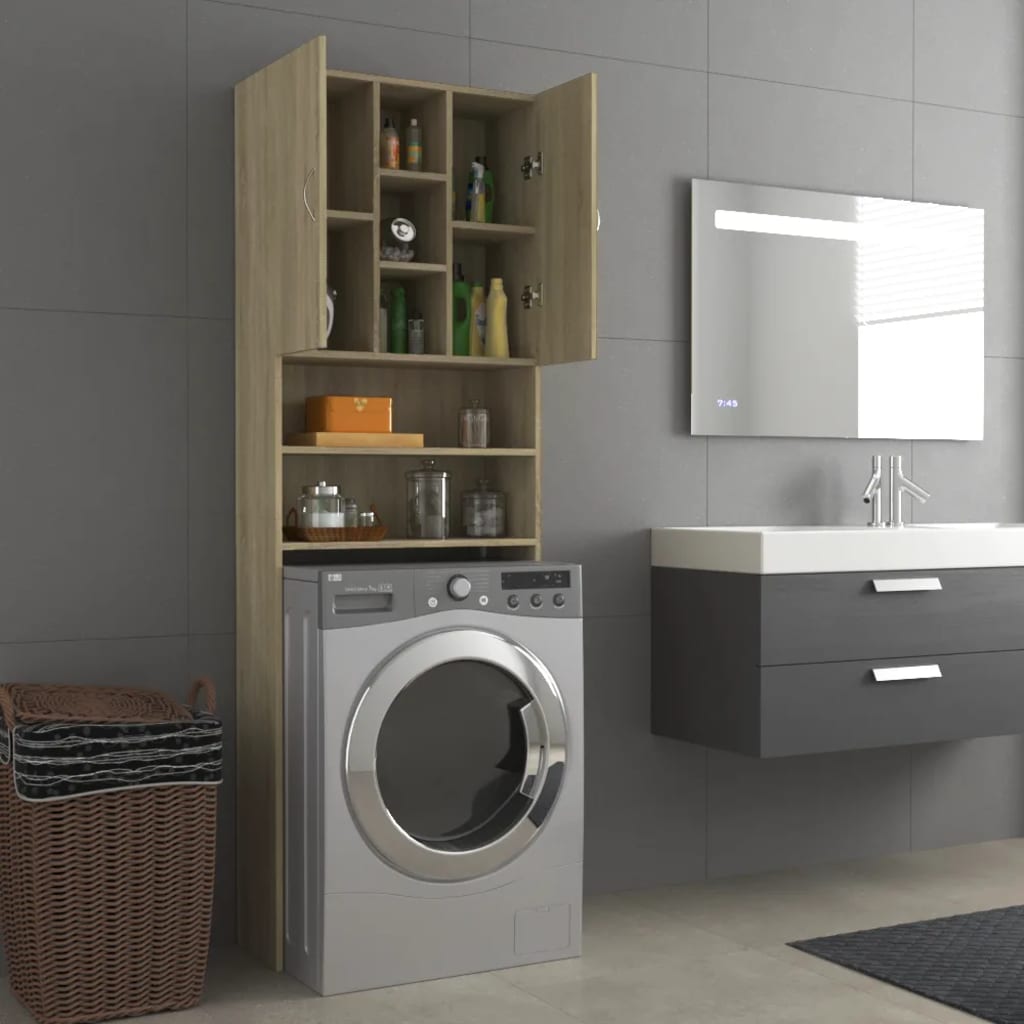 Wasmachinekast 64X25,5X190 Cm Sonoma Eikenkleurig