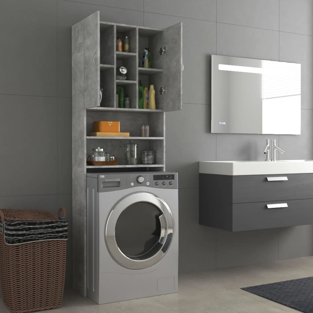 Wasmachinekast 64X25,5X190 Cm Betongrijs