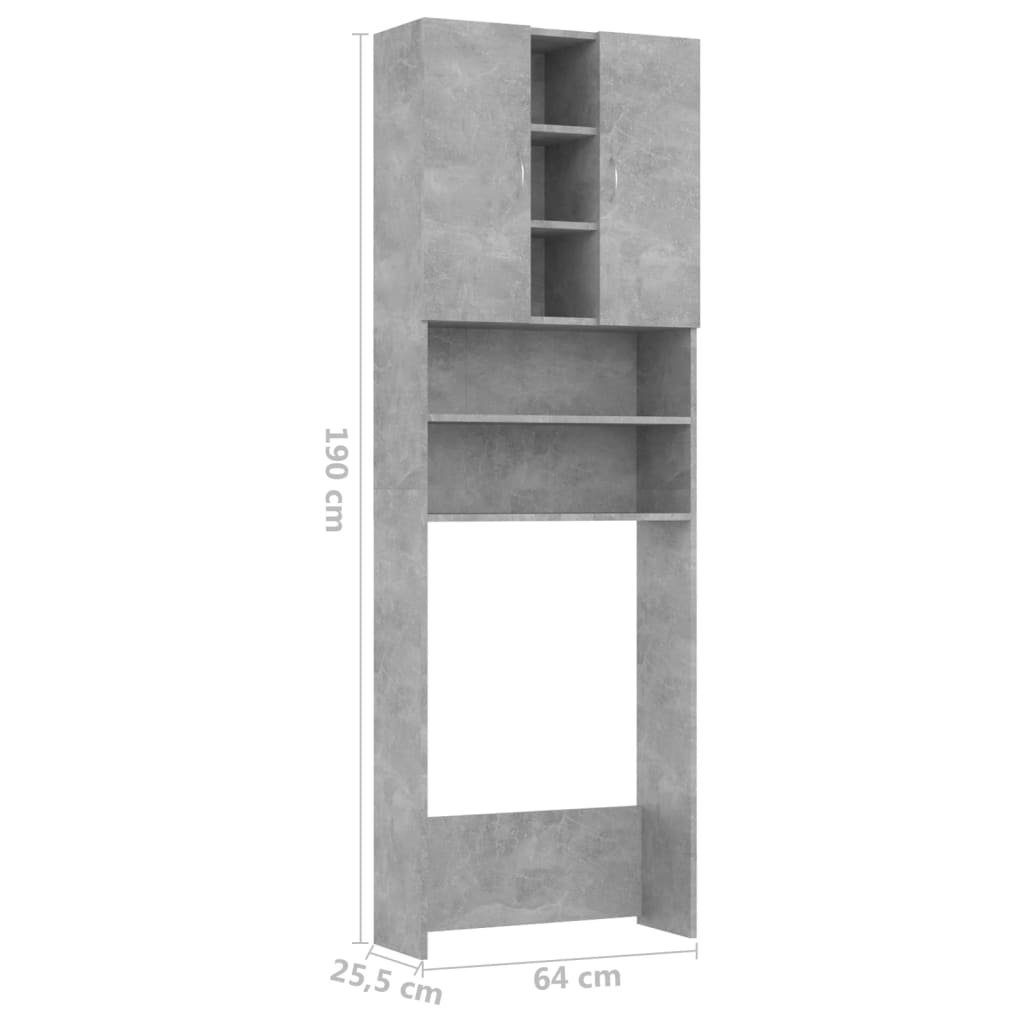 Wasmachinekast 64X25,5X190 Cm Betongrijs
