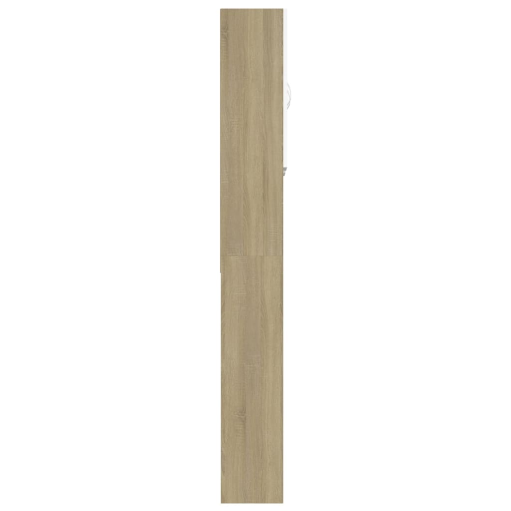 Wasmachinekast 64X25,5X190 Cm Wit En Sonoma Eikenkleurig