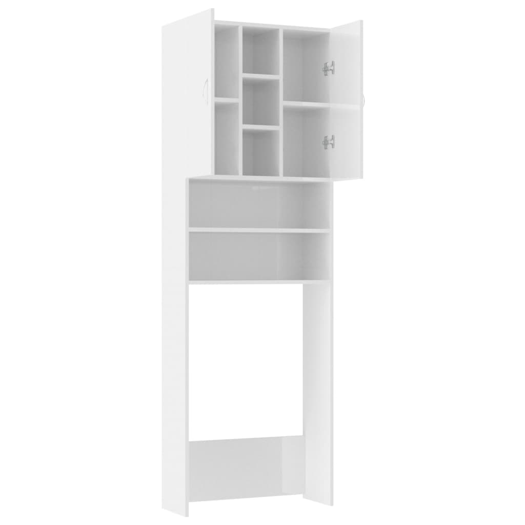Wasmachinekast 64X25,5X190 Cm Hoogglans Wit