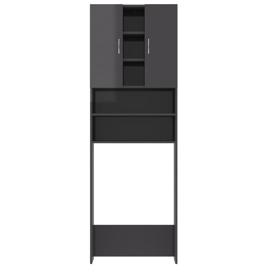 Wasmachinekast 64X25,5X190 Cm Hoogglans Grijs