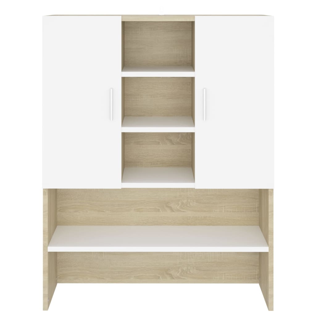 Wasmachinekast 70,5X25,5X90 Cm Wit En Sonoma Eikenkleurig