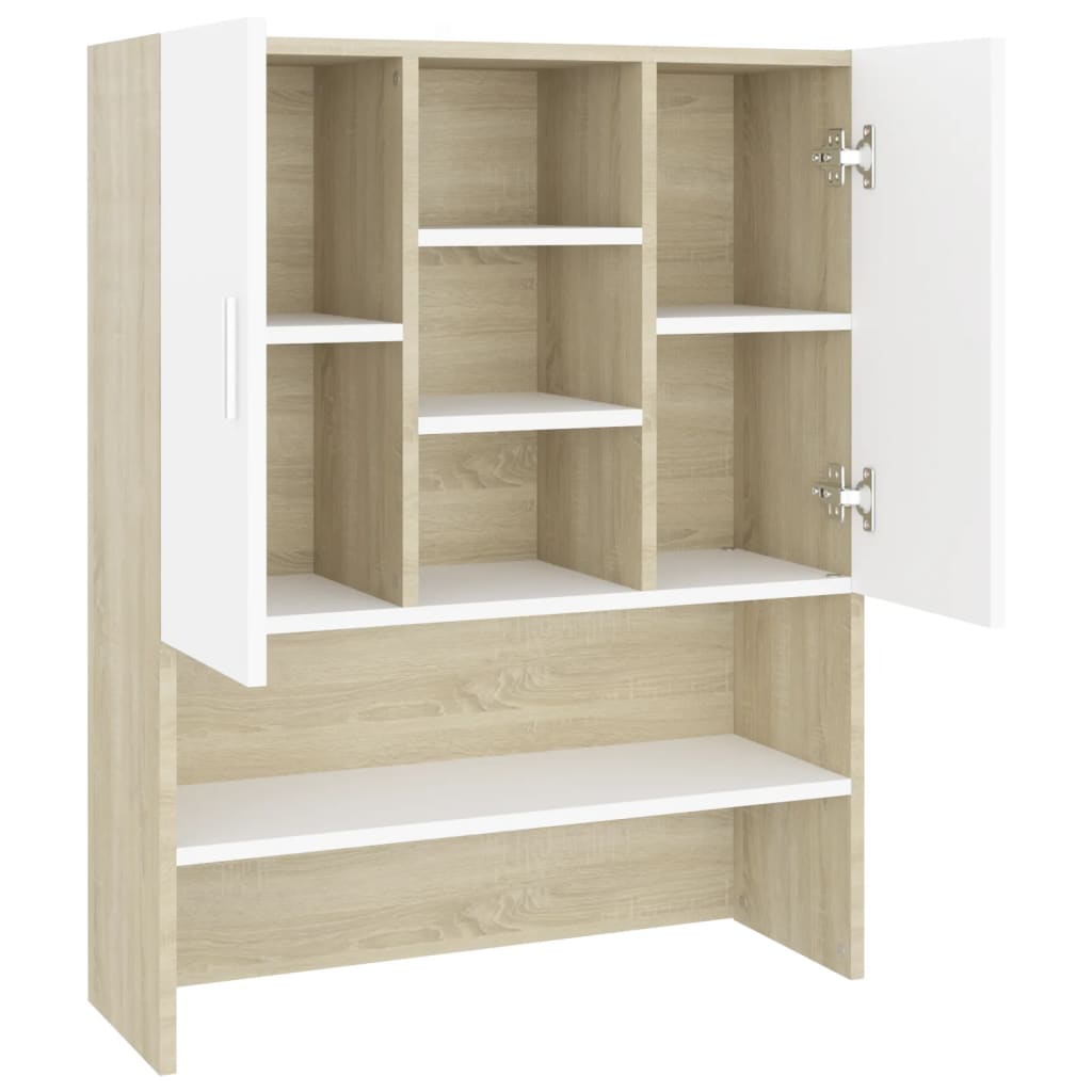 Wasmachinekast 70,5X25,5X90 Cm Wit En Sonoma Eikenkleurig