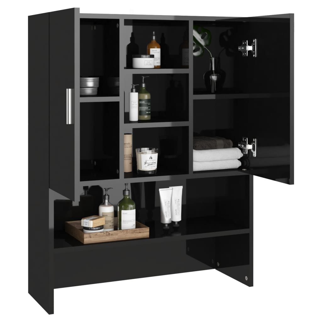 Wasmachinekast 70,5X25,5X90 Cm Hoogglans Zwart