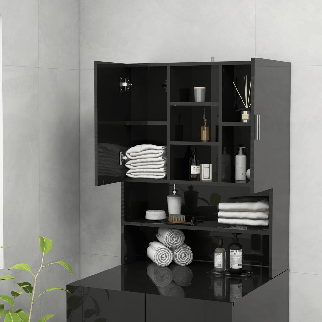 Wasmachinekast 70,5X25,5X90 Cm Hoogglans Zwart