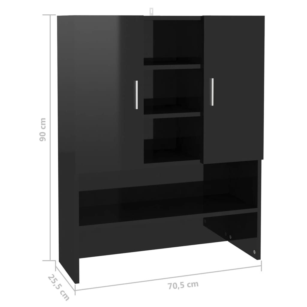 Wasmachinekast 70,5X25,5X90 Cm Hoogglans Zwart
