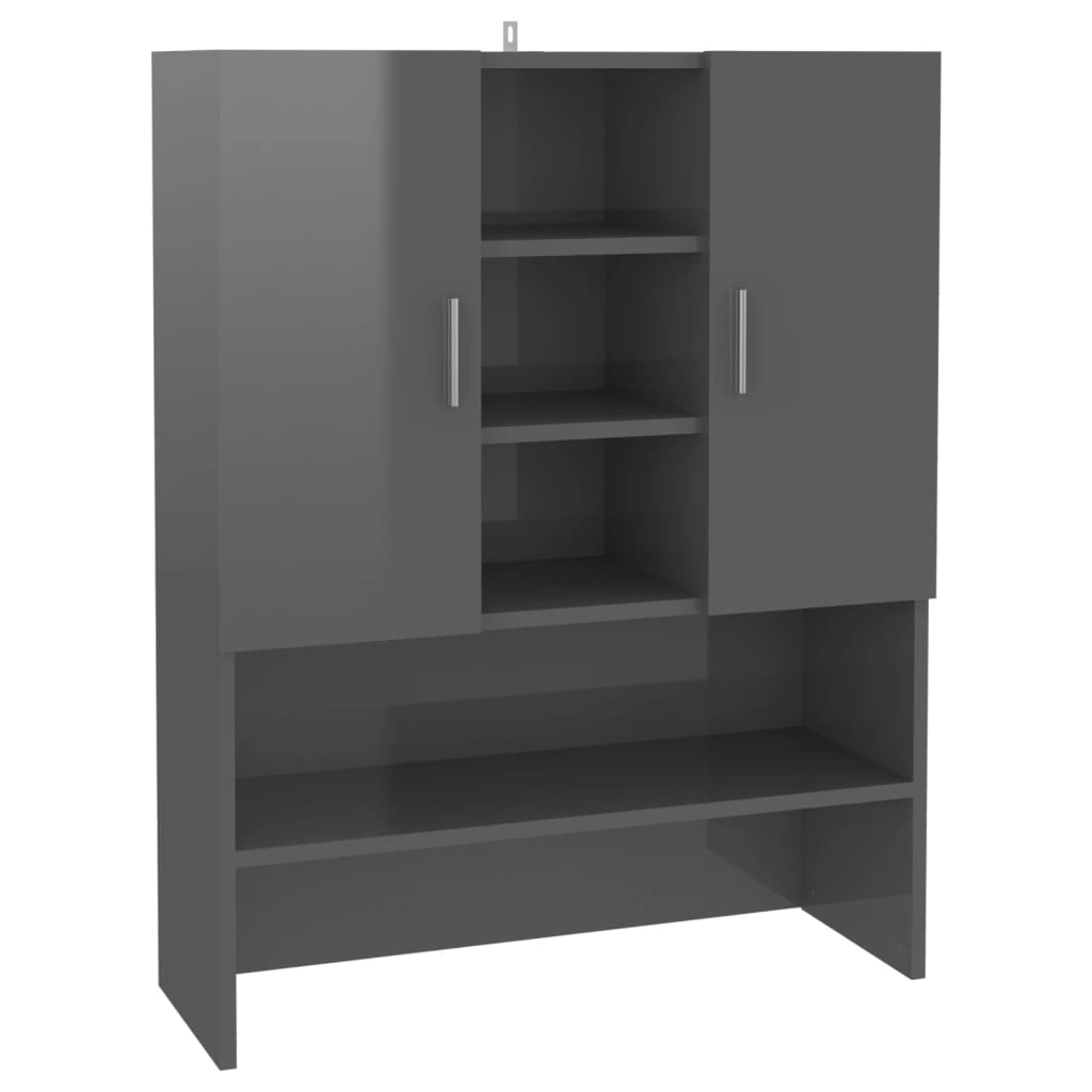 Wasmachinekast 70,5X25,5X90 Cm Hoogglans Grijs