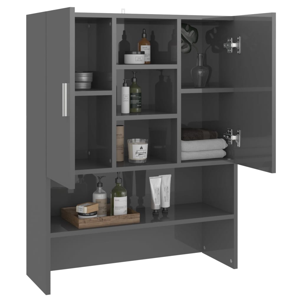 Wasmachinekast 70,5X25,5X90 Cm Hoogglans Grijs