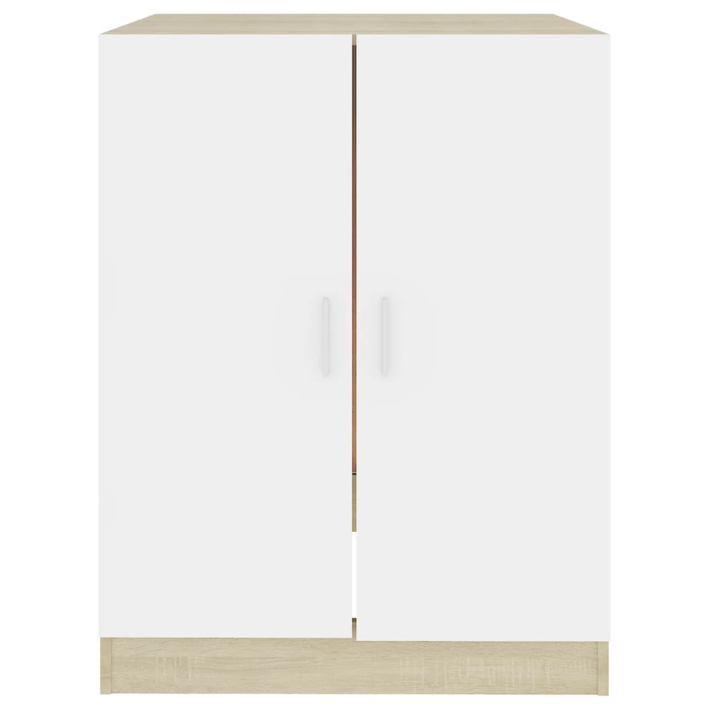 Wasmachinekast 71X71,5X91,5 Cm Wit En Sonoma Eikenkleurig