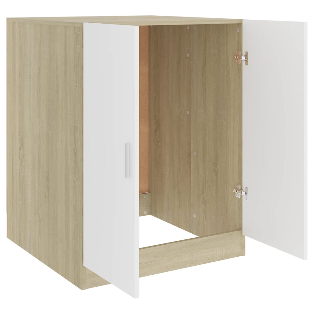 Wasmachinekast 71X71,5X91,5 Cm Wit En Sonoma Eikenkleurig