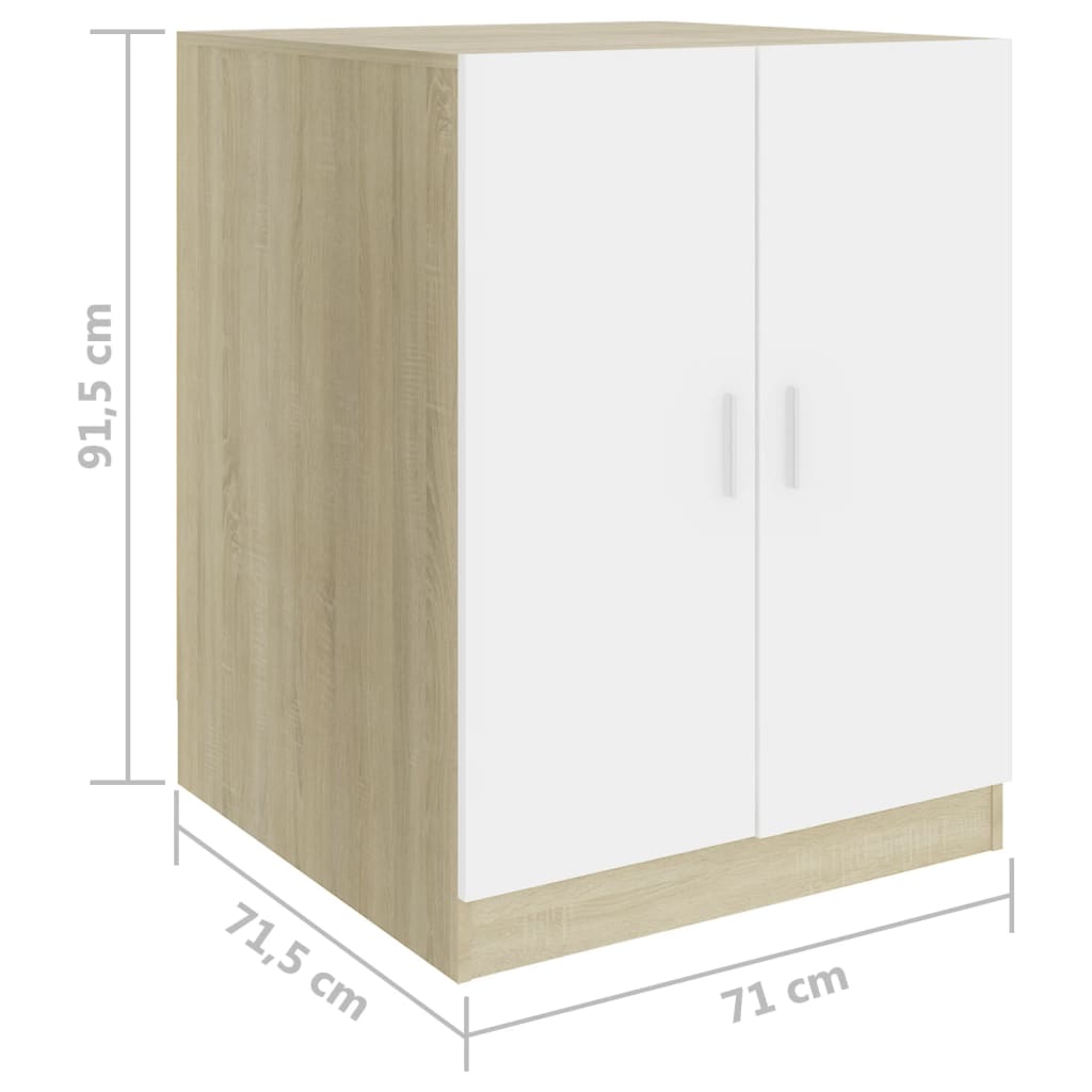 Wasmachinekast 71X71,5X91,5 Cm Wit En Sonoma Eikenkleurig