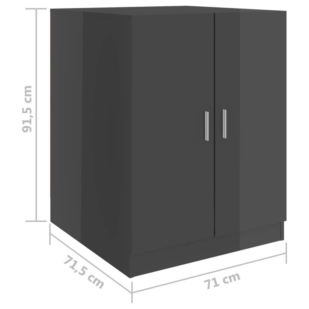 Wasmachinekast 71X71,5X91,5 Cm Hoogglans Grijs