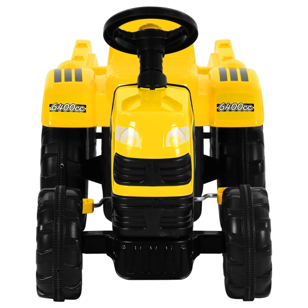 Speelgoedtractor Met Pedalen En Aanhanger Geel