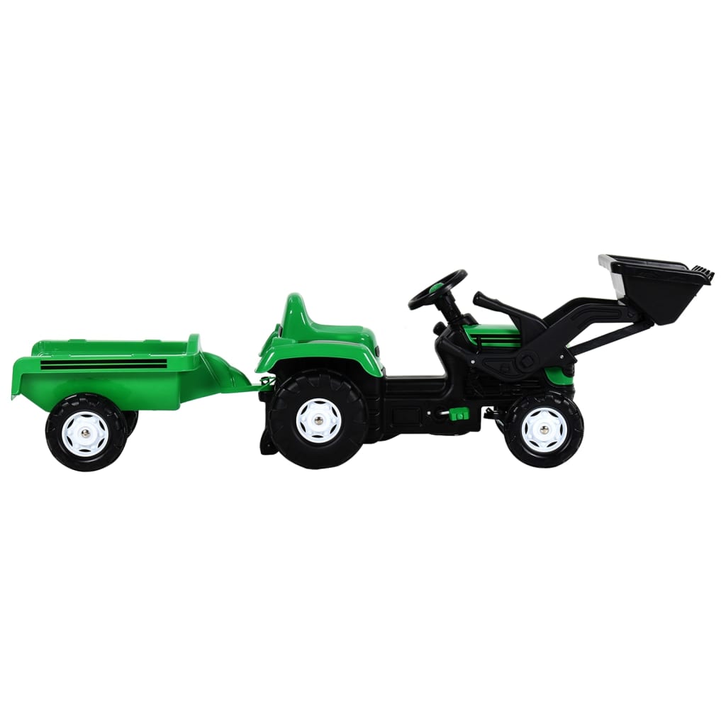 Traptractor Met Aanhanger En Graver Groen En Zwart