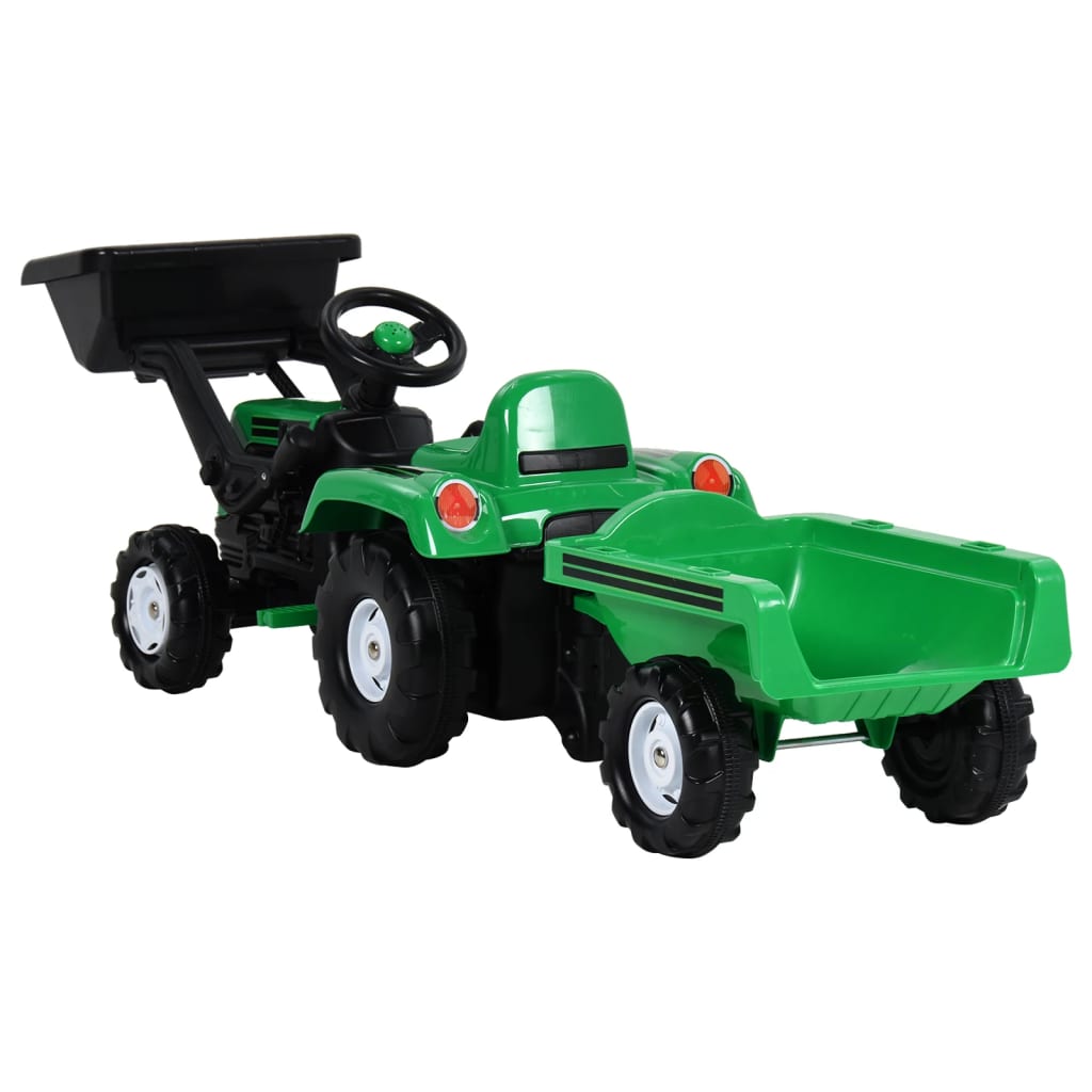 Traptractor Met Aanhanger En Graver Groen En Zwart