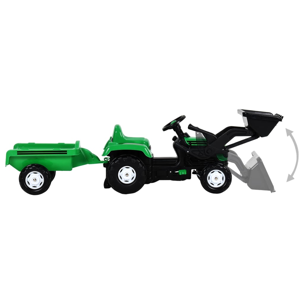 Traptractor Met Aanhanger En Graver Groen En Zwart