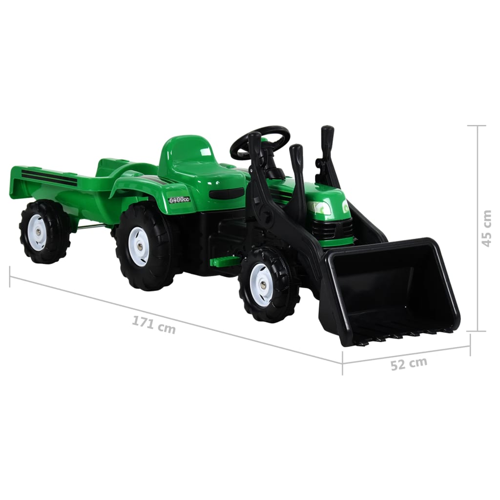 Traptractor Met Aanhanger En Graver Groen En Zwart