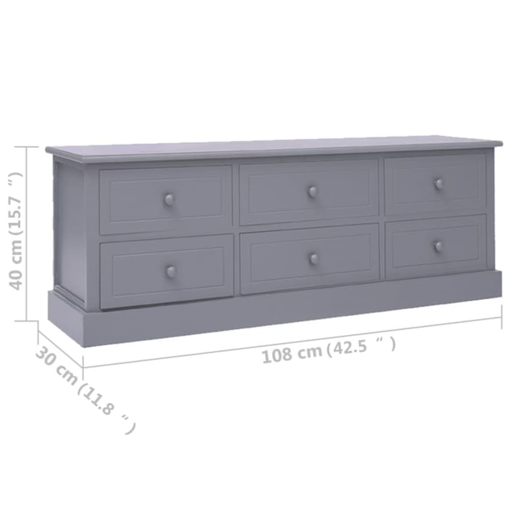 Tv-Meubel 108X30X40 Cm Massief Paulowniahout Donkergrijs