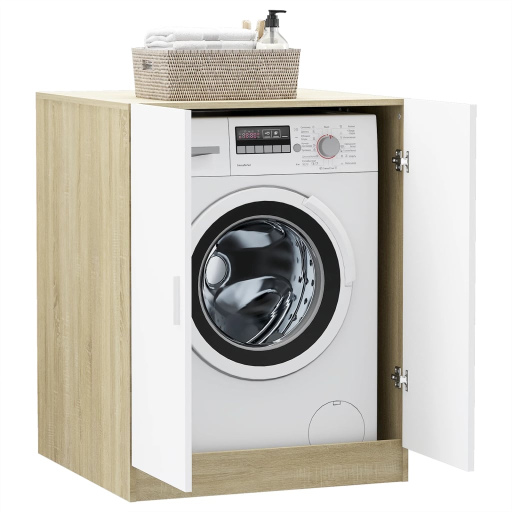 Wasmachinekast Wit En Sonoma Eikenkleurig
