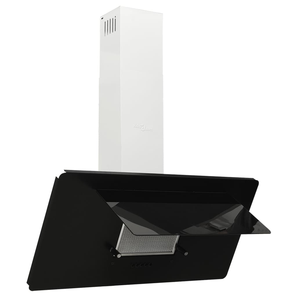 Wandafzuigkap 90 Cm Roestvrij Staal En Gehard Glas Zwart