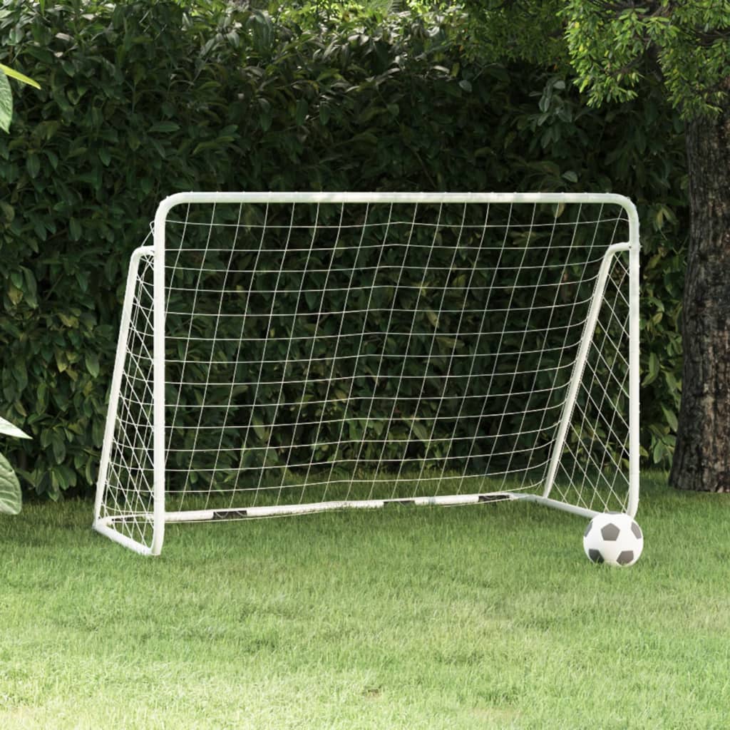 Voetbaldoel Met Net 180X90X120 Cm Staal Wit