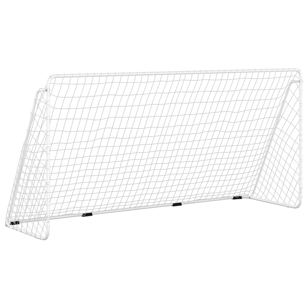 Voetbaldoel Met Net 366X122X182 Cm Staal Wit