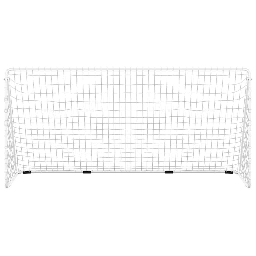 Voetbaldoel Met Net 366X122X182 Cm Staal Wit