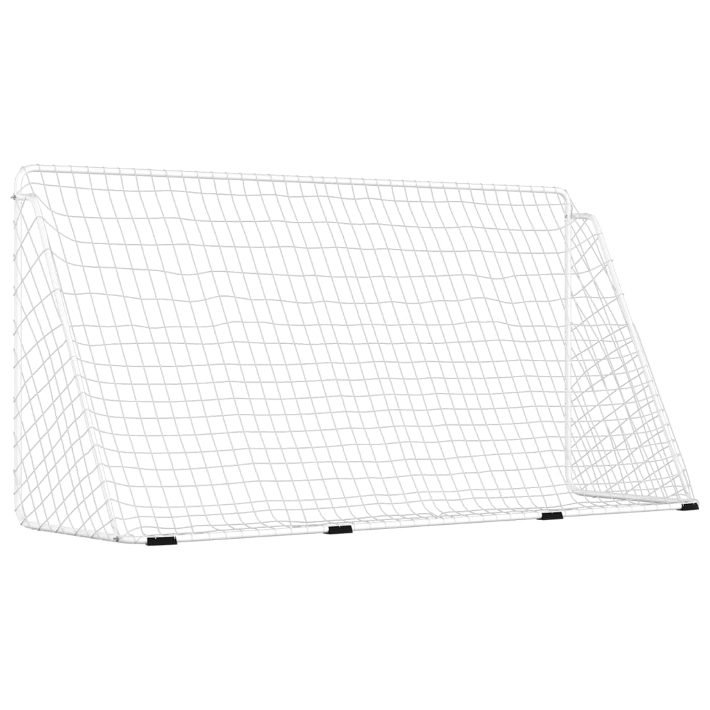 Voetbaldoel Met Net 366X122X182 Cm Staal Wit