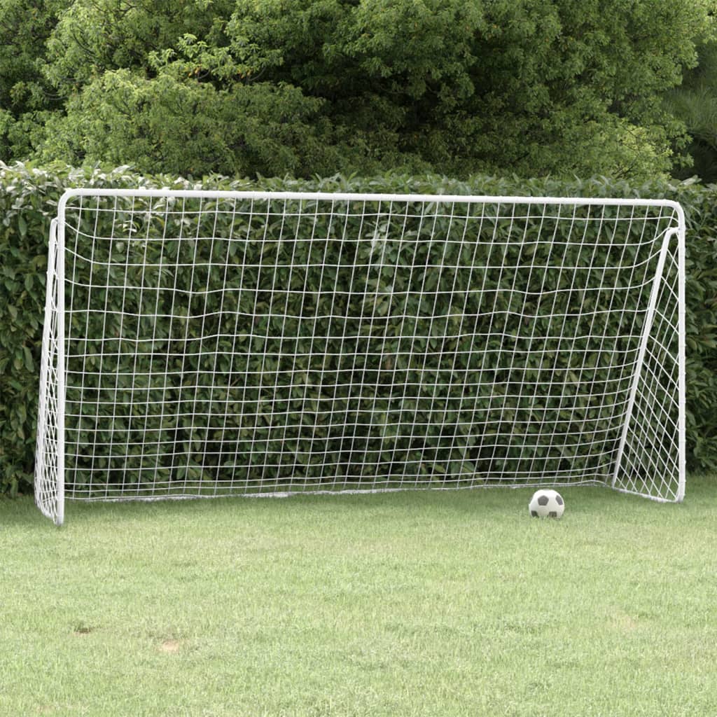 Voetbaldoel Met Net 366X122X182 Cm Staal Wit