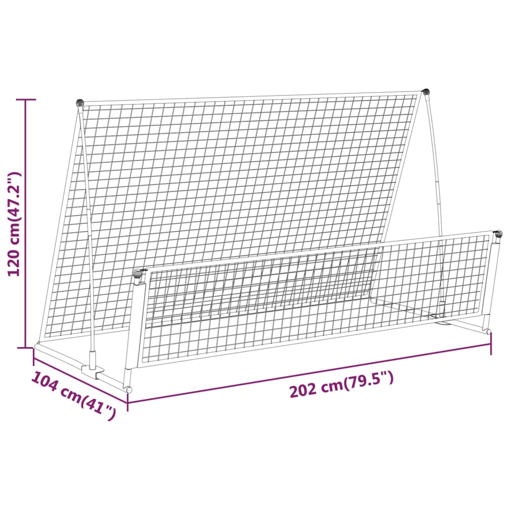 Voetbalrebounder/Voetbaldoel 2-In-1 202X104X120 Cm Staal