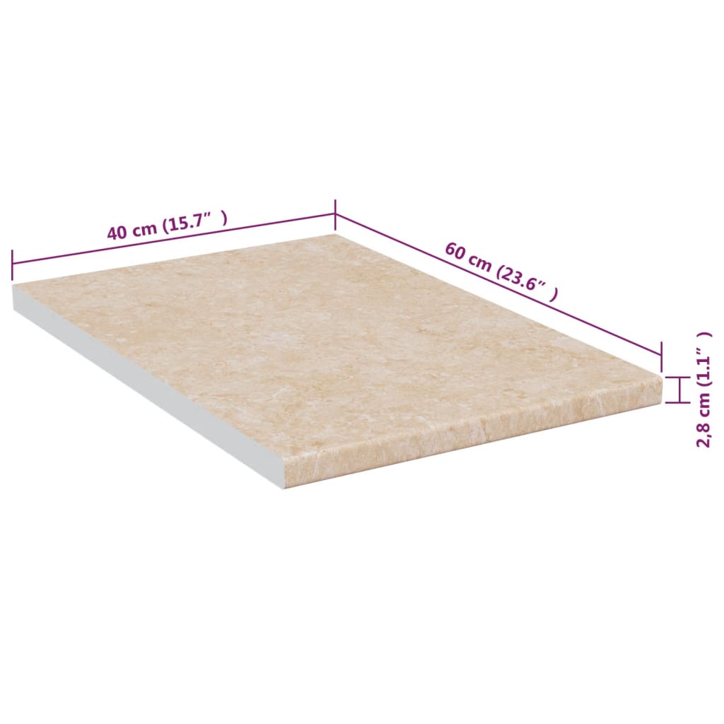 Aanrechtblad 40X60X2,8 Cm Spaanplaat Beige Met Marmertextuur