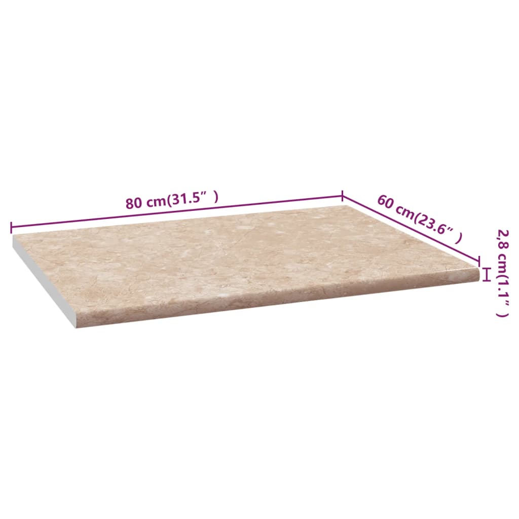 Aanrechtblad 80X60X2,8 Cm Spaanplaat Beige Met Marmertextuur