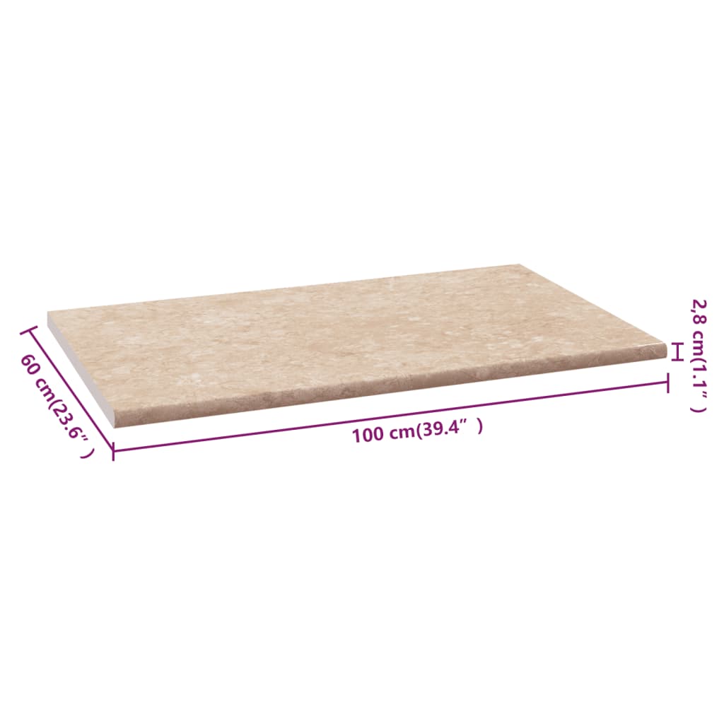 Aanrechtblad 100X60X2,8 Cm Spaanplaat Beige Met Marmertextuur