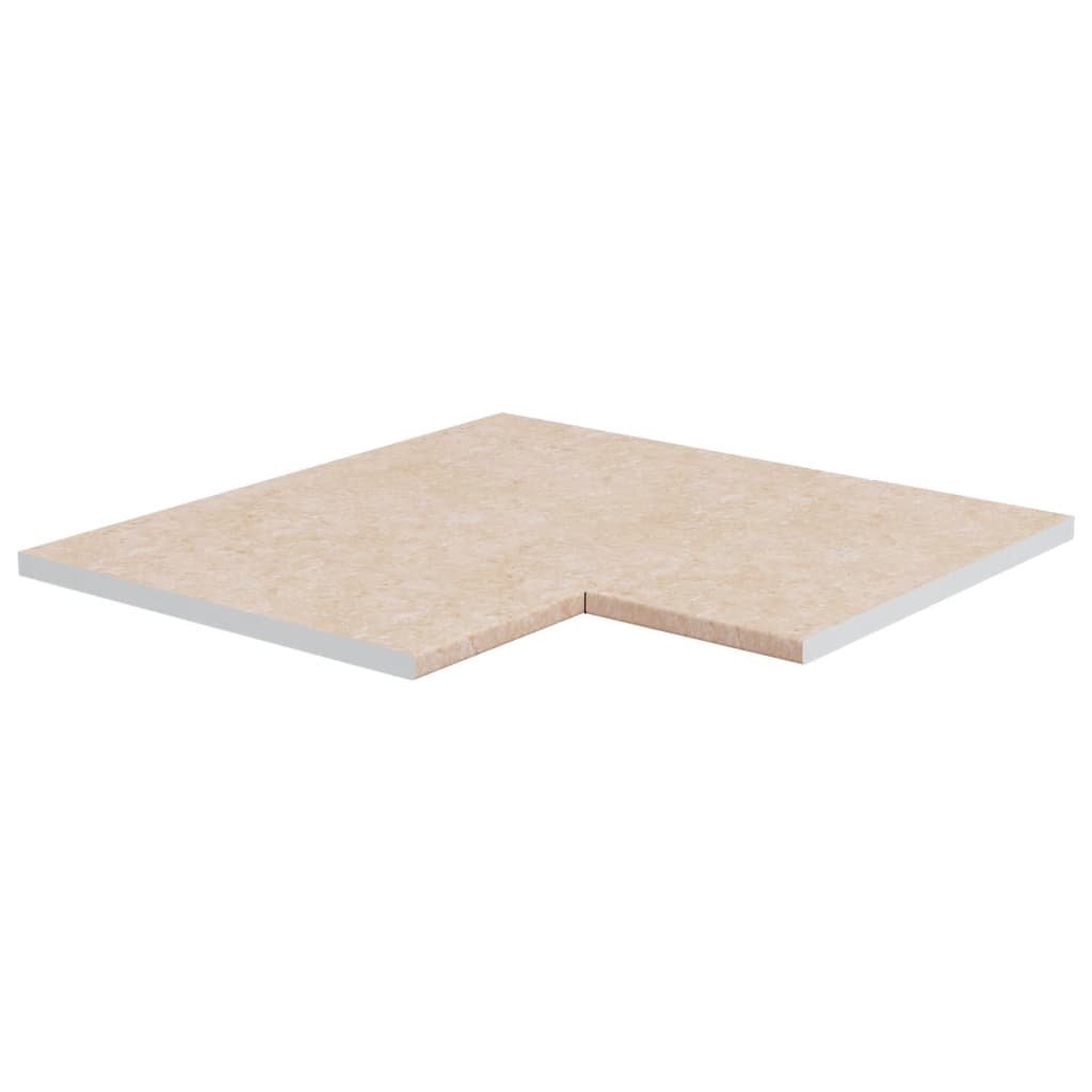 Hoekaanrechtblad Spaanplaat Beige Met Marmertextuur