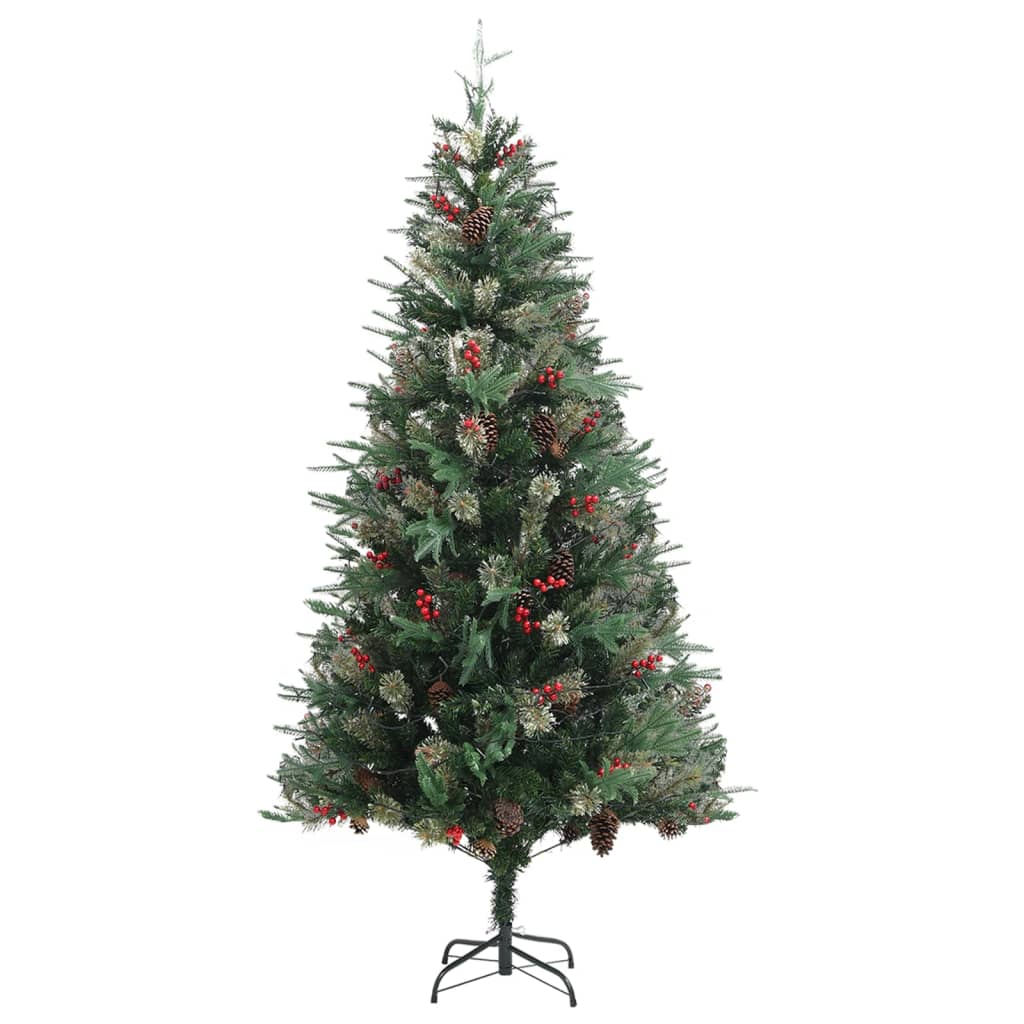 Kerstboom Met Led's En Dennenappels 225 Cm Pvc En Pe Groen