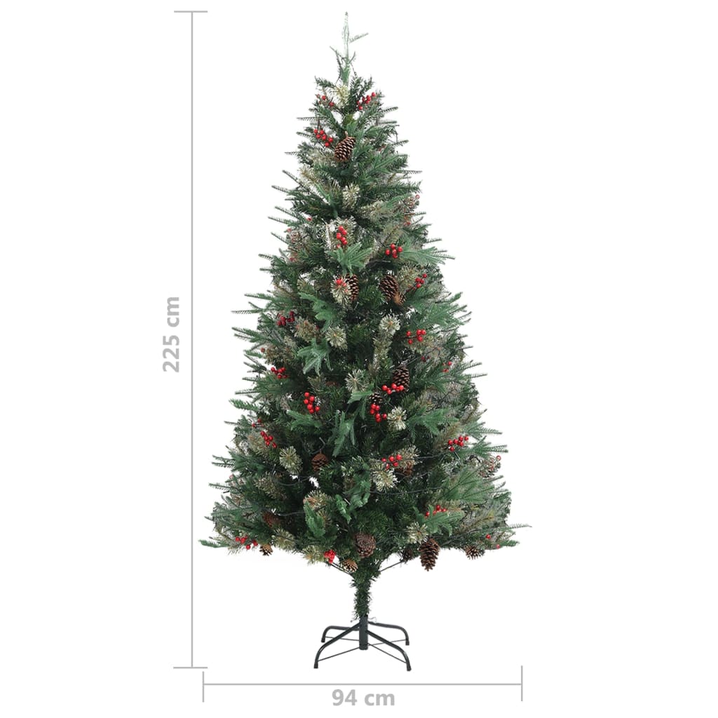 Kerstboom Met Led's En Dennenappels 225 Cm Pvc En Pe Groen